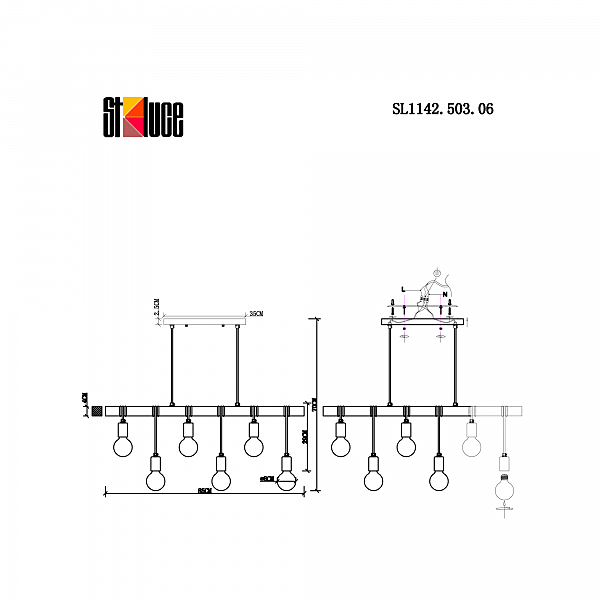 Светильник подвесной Evoluce Bagetti SL1142.503.06