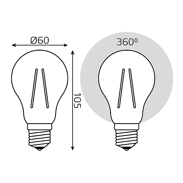 Светодиодная лампа Gauss Filament А60 102902212