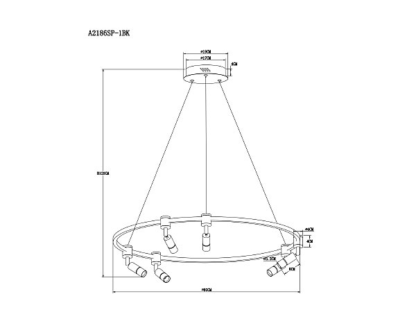 Подвесная люстра Arte Lamp Ring A2186SP-1BK