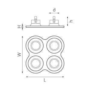 Комплект из светильников и рамки Lightstar Domino D64703030303