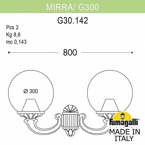 Уличный настенный светильник Fumagalli Globe 300 G30.142.000.AYE27