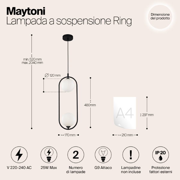 Светильник подвесной Maytoni Ring MOD013PL-02B