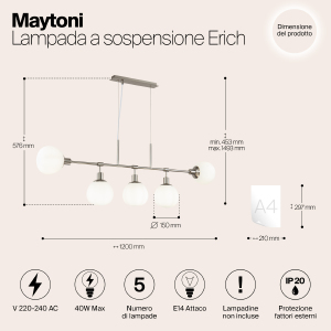 Подвесная люстра Maytoni Erich MOD221-PL-05-N