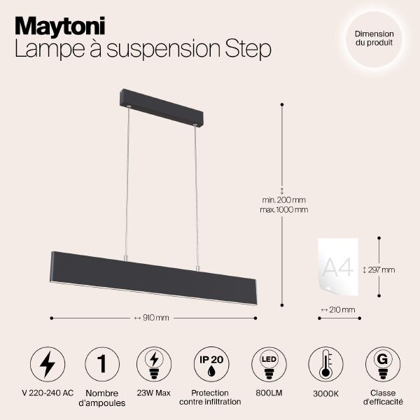 Светильник подвесной Maytoni Step P010PL-L23B