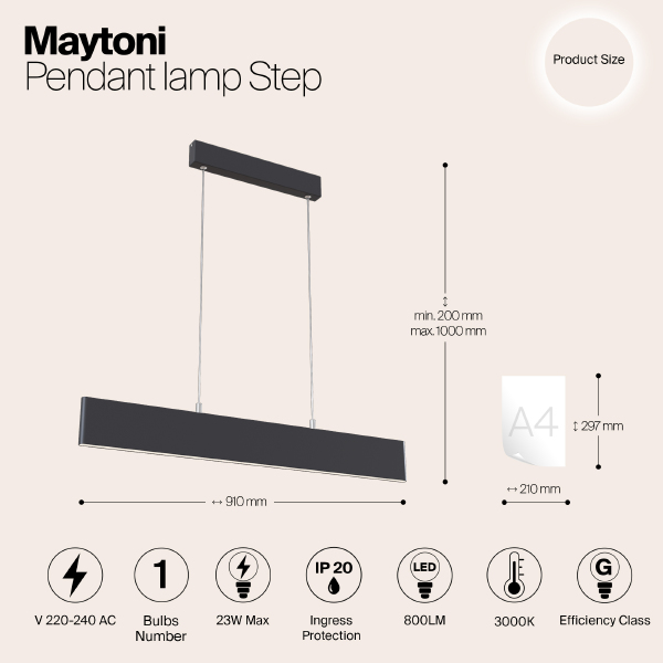 Светильник подвесной Maytoni Step P010PL-L23B