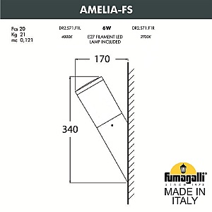 Уличный настенный светильник Fumagalli Amelia DR2.571.000.WYF1R