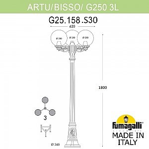 Столб фонарный уличный Fumagalli Globe 250 G25.158.S30.BXE27