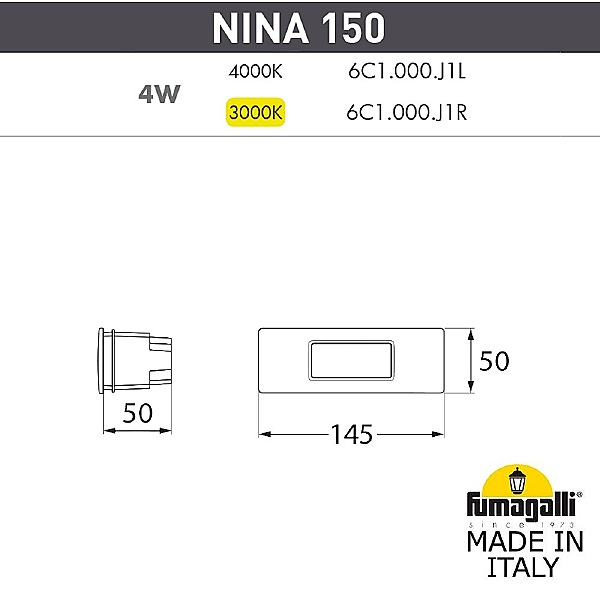 Подсветка для ступеней Fumagalli Nina 6C1.000.000.AYJ1L