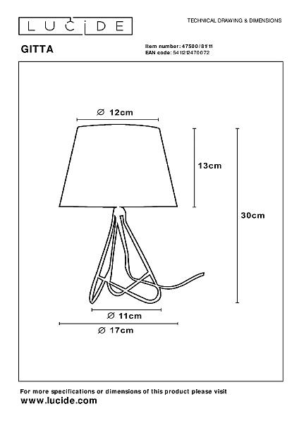 Настольная лампа Lucide Gitta 47500/81/11