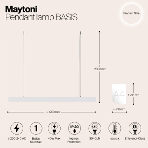 Светильник подвесной Maytoni Vinder P051PL-L40W4K