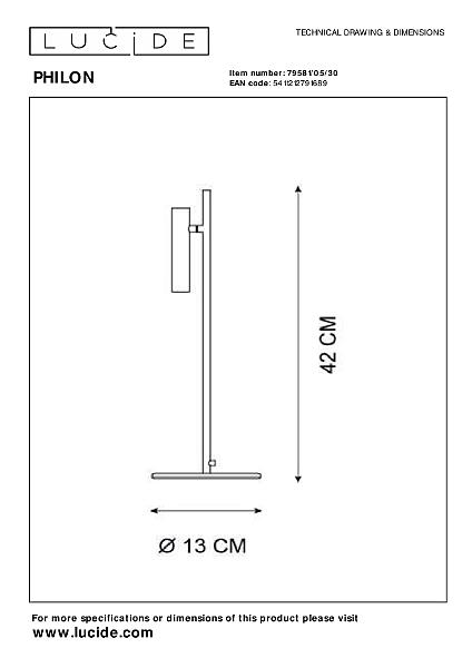 Настольная лампа Lucide Philon 79581/05/30