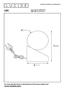 Настольная лампа Lucide Len 45561/01/72