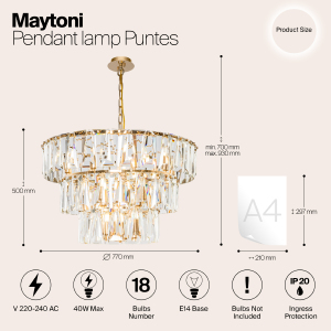 Подвесная люстра Maytoni Puntes MOD043PL-18G