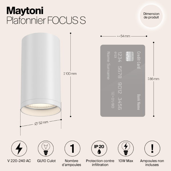 Накладной светильник Maytoni Focus S C052CL-01W