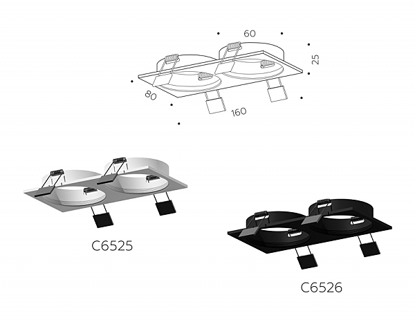 Корпус светильника встраиваемый для насадок D60mm Ambrella Diy Spot C6525