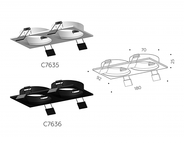 Корпус светильника встраиваемый для насадок D70mm Ambrella Diy Spot C7636