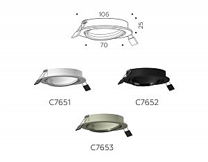 Корпус светильника встраиваемый поворотный для насадок D70mm Ambrella Diy Spot C7652