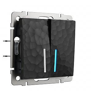 Выключатель Werkel Hammer W1222108/ Выключатель двухклавишный проходной с подсветкой (черный)
