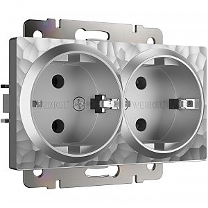 Розетка Werkel Hammer W1272006/ Розетка двойная с заземлением (серебряный)