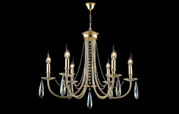 Подвесная люстра Crystal Lux Victoria VICTORIA SP6 GOLD/AMBER