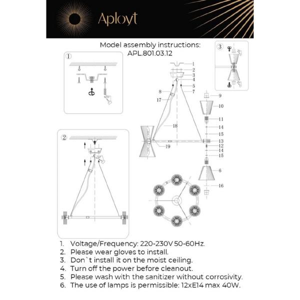 Подвесная люстра Aployt Elinor APL.801.03.12