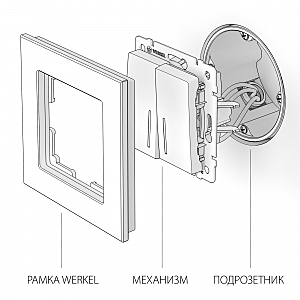 Выключатель Werkel W1122113/ Выключатель двухклавишный проходной с подсветкой (перламутровый рифленый)