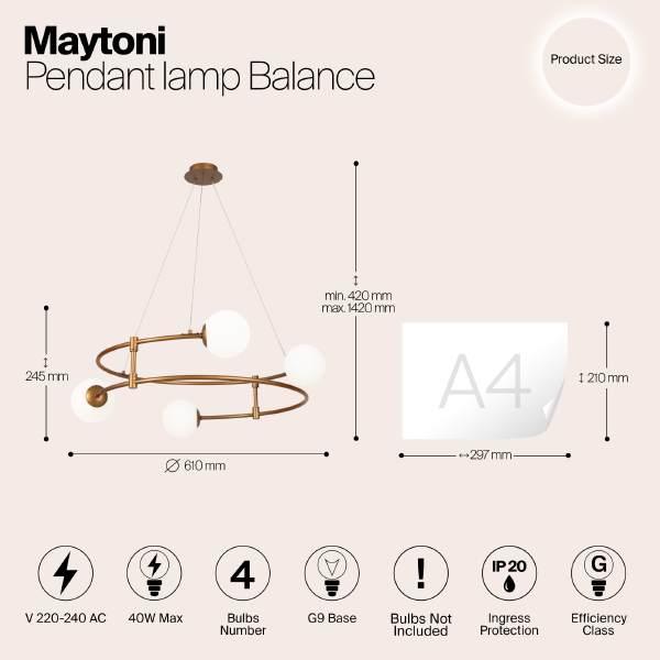 Подвесная люстра Maytoni Balance MOD317PL-04G