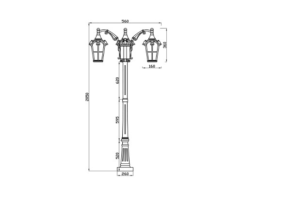 Столб фонарный уличный Maytoni Albion O413FL-03BZ