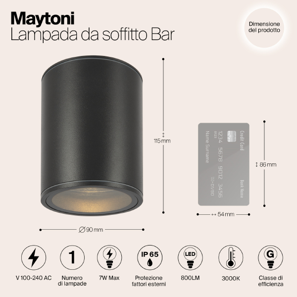 Уличный потолочный светильник Maytoni Bar O306CL-L7GF