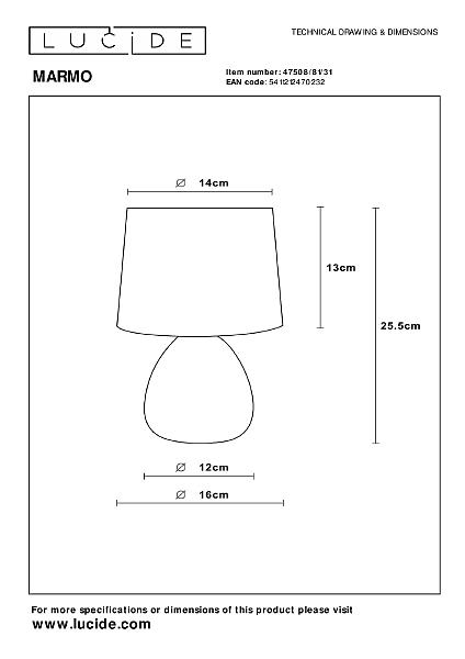 Настольная лампа Lucide Marmo 47508/81/31