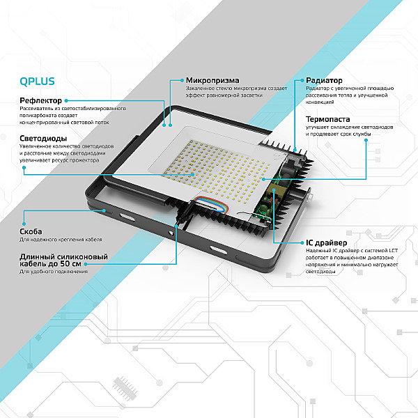 Прожектор уличный Gauss Прожектор Qplus grey 690511310