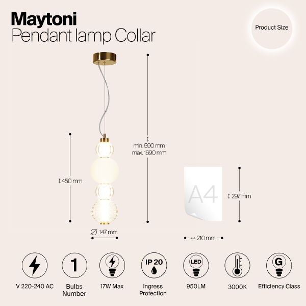 Светильник подвесной Maytoni Collar P069PL-L17G3K