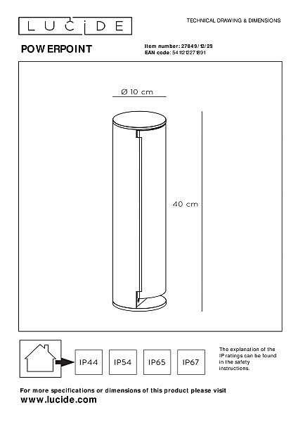 Уличная розетка Lucide Powerpoint 27849/12/29