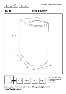 Уличный настенный светильник Lucide Zaro 69801/02/31