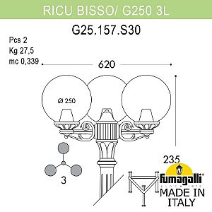 Столб фонарный уличный Fumagalli Globe 250 G25.157.S30.WZF1R