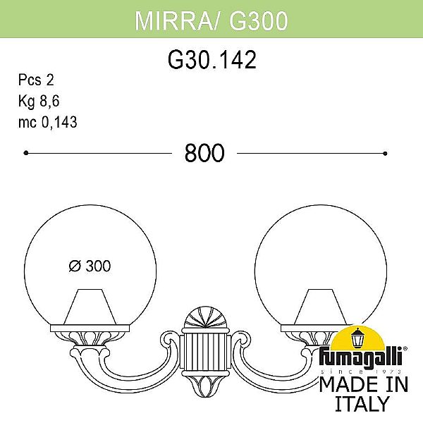 Уличный настенный светильник Fumagalli Globe 300 G30.142.000.AYF1R