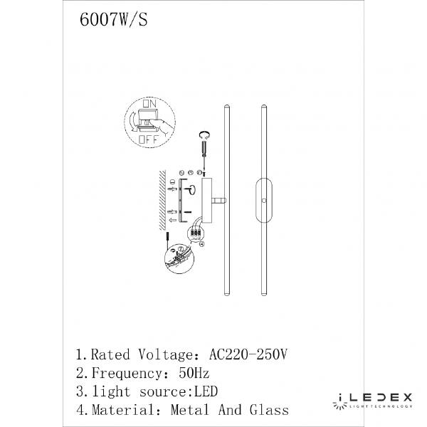 Настенный светильник ILedex Royal 6007W/S - 8W - 3000K GL