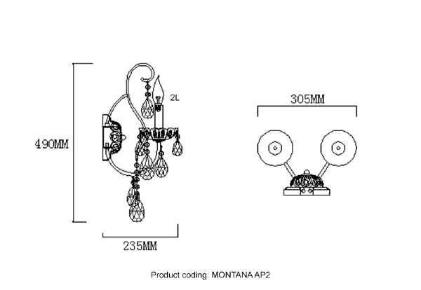 Настенное бра Crystal Lux Montana MONTANA AP2