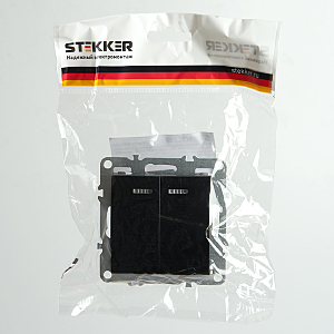Выключатель 2-клавишный с индикатором Stekker Эрна 49147