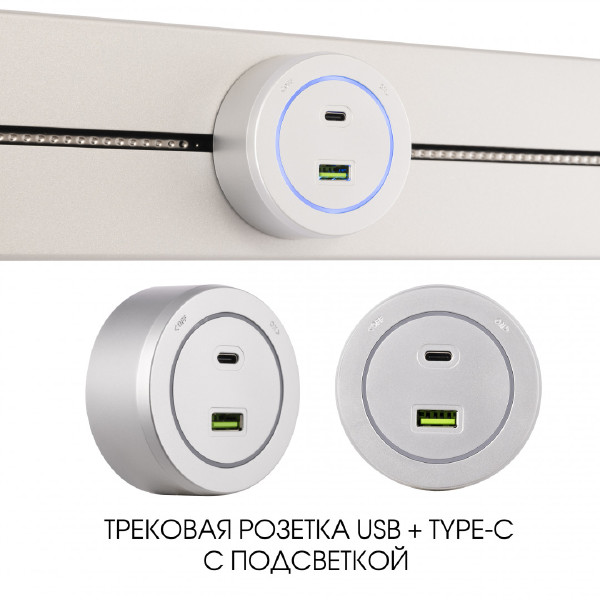 Трековая розетка Arte Milano Am-track-sockets-39 399731TS/USB-Type-C Silver