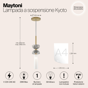 Светильник подвесной Maytoni Kyoto MOD178PL-01GR
