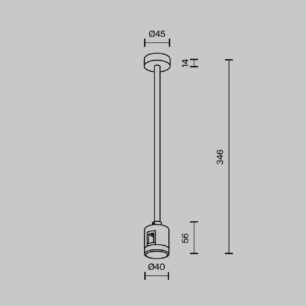 Крепление потолочное Medium 300мм с прямым коннектором питания Maytoni Accessories for tracks Flarity TRA158С-IPC1-B