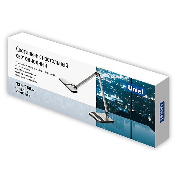 Настольная лампа Uniel Ulm ULM-D110 15W/3000-6500K/DIM SILVER