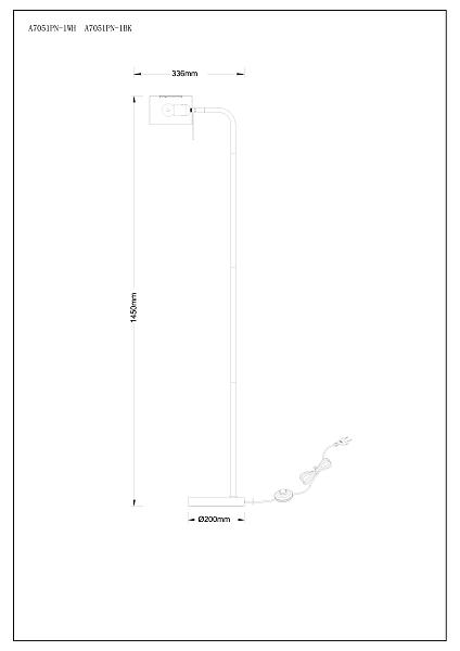 Торшер Arte Lamp Sebastian A7051PN-1WH